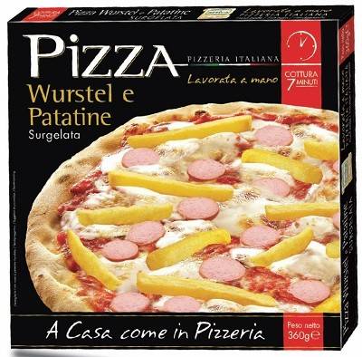 Quante calorie ha una pizza wurstel e patatine