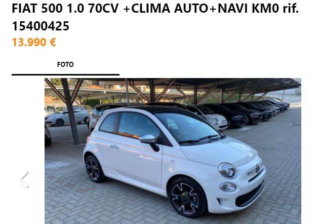 Fiat 500 finanziamento tasso zero